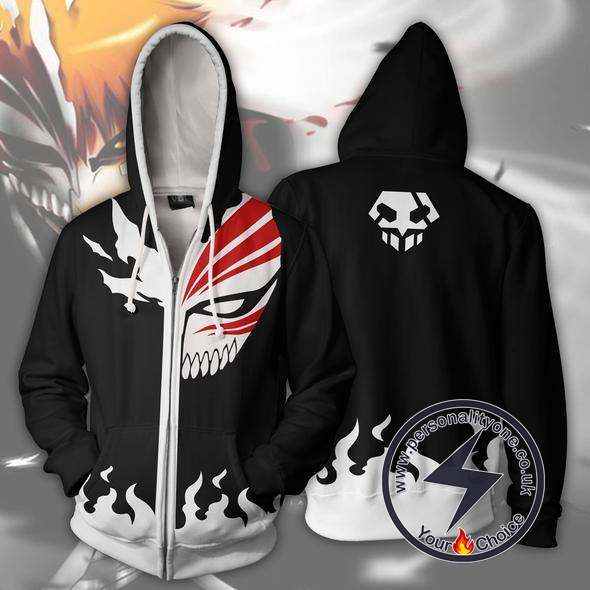 Bleach Kurosaki Ichigo Hollow Zip Up Hoodie Jacket